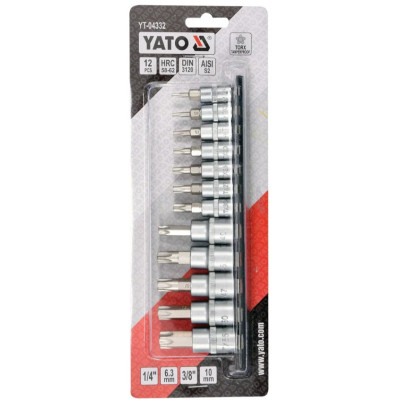 YATO Sada bezpečnostných bitov 12ks TORX (CrV 6150)