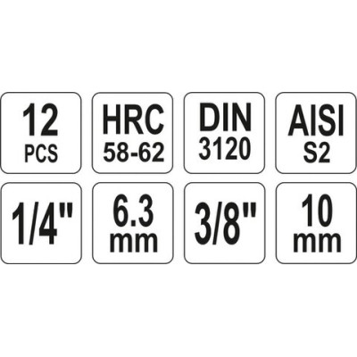 YATO Sada bezpečnostných bitov 12ks TORX (CrV 6150)