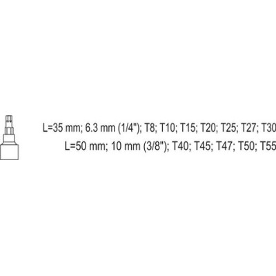 YATO Sada bezpečnostných bitov 12ks TORX (CrV 6150)