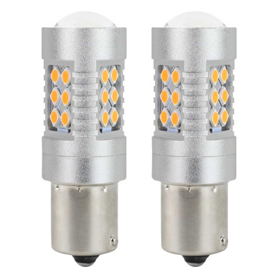 LED žiarovky CANBUS 3030 24SMD 1156 BAU15S PY21W Oranžová 12V/24V