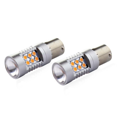 LED žiarovky CANBUS 3030 24SMD 1156 BAU15S PY21W Oranžová 12V/24V