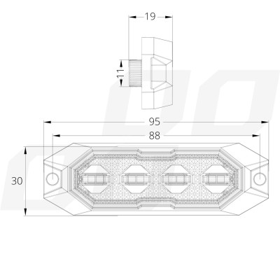 Výstražné osvetlenie oranžové 4x3W LED R65 R10 12/24V IP6K9K