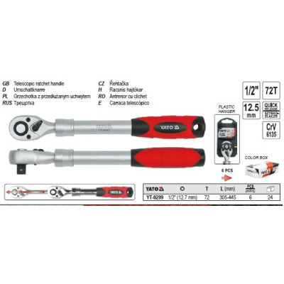 YATO Račňa 1/2" 305-445 mm s teleskopickou rukoväťou