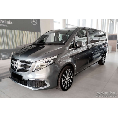 Ochranná nerezová lišta prahu piatych dverí (chróm / červeno-čierny carbon) Mercedes V-Class W447/Vito III 2014 -