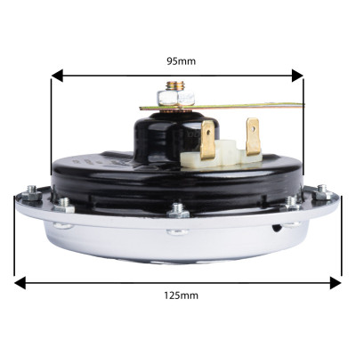 Zvuková signalizácia klaksónu chróm 125 mm 12V AMIO-04074