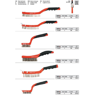 YATO Drôtená kefa ručná 340 mm nerezová oceľ-3 rady