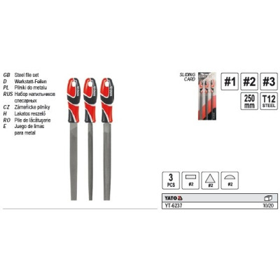 YATO Sada pilníkov zámočnícky ch 250 mm 3 ks