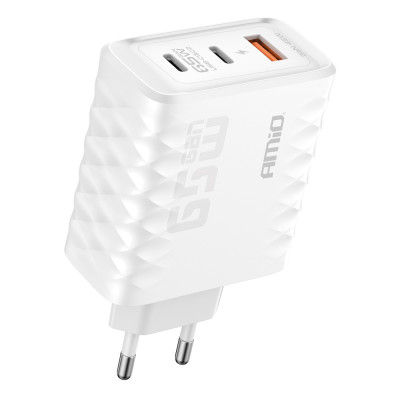 Sieťová nabíjačka Quick Charge 65W USB-A + 2xUSB-C AMiO-04289