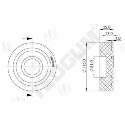 Guma ramena zdviháku 116,5 mm - TEDGUM 00844042