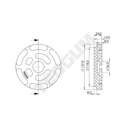 Guma ramena zdviháku 131 mm - TEDGUM 00848879