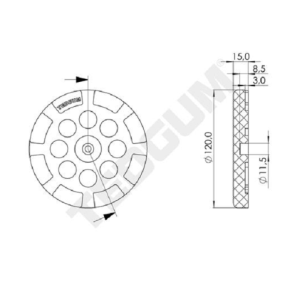 Guma ramena zdviháku 120 mm - TEDGUM ted36629