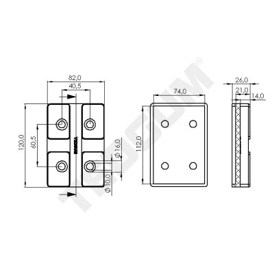 Guma ramena zdviháku 120x82 mm - TEDGUM ted52238