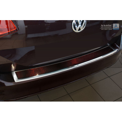 Ochranná nerezová lišta prahu piatych dverí (chróm / červeno-čierny carbon) VW Passat B8 2014 -