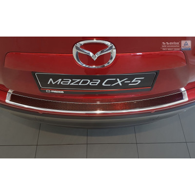 Ochranná nerezová lišta prahu piatych dverí (chróm / červeno-čierny carbon) Mazda CX-5 2012 - 2017