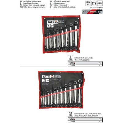 YATO Sada kľúčov očkových 12ks 6-32 mm ohnuté