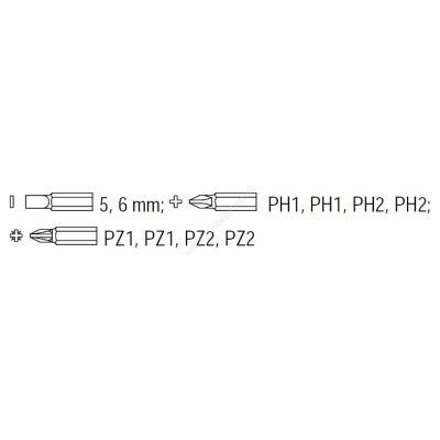 YATO Sada bitov 1/4" 10ks, 5,6mm, 2xPH1, 2xPH2, 2xPZ1, 2xPZ2