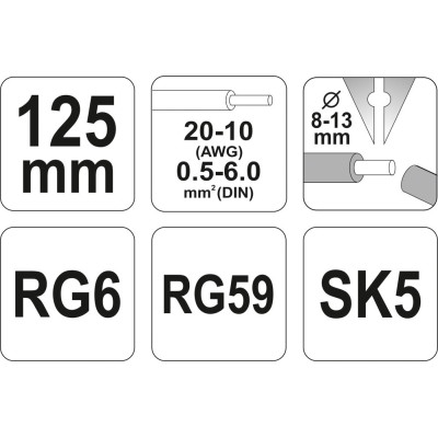 YATO Odizolovacie kliešte 125 mm, priemer 0,5-6,0 mm