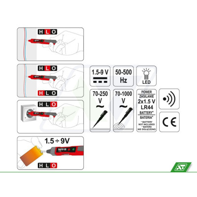 YATO Skúšačka napätia 70-1000V ~, 1,5-9V