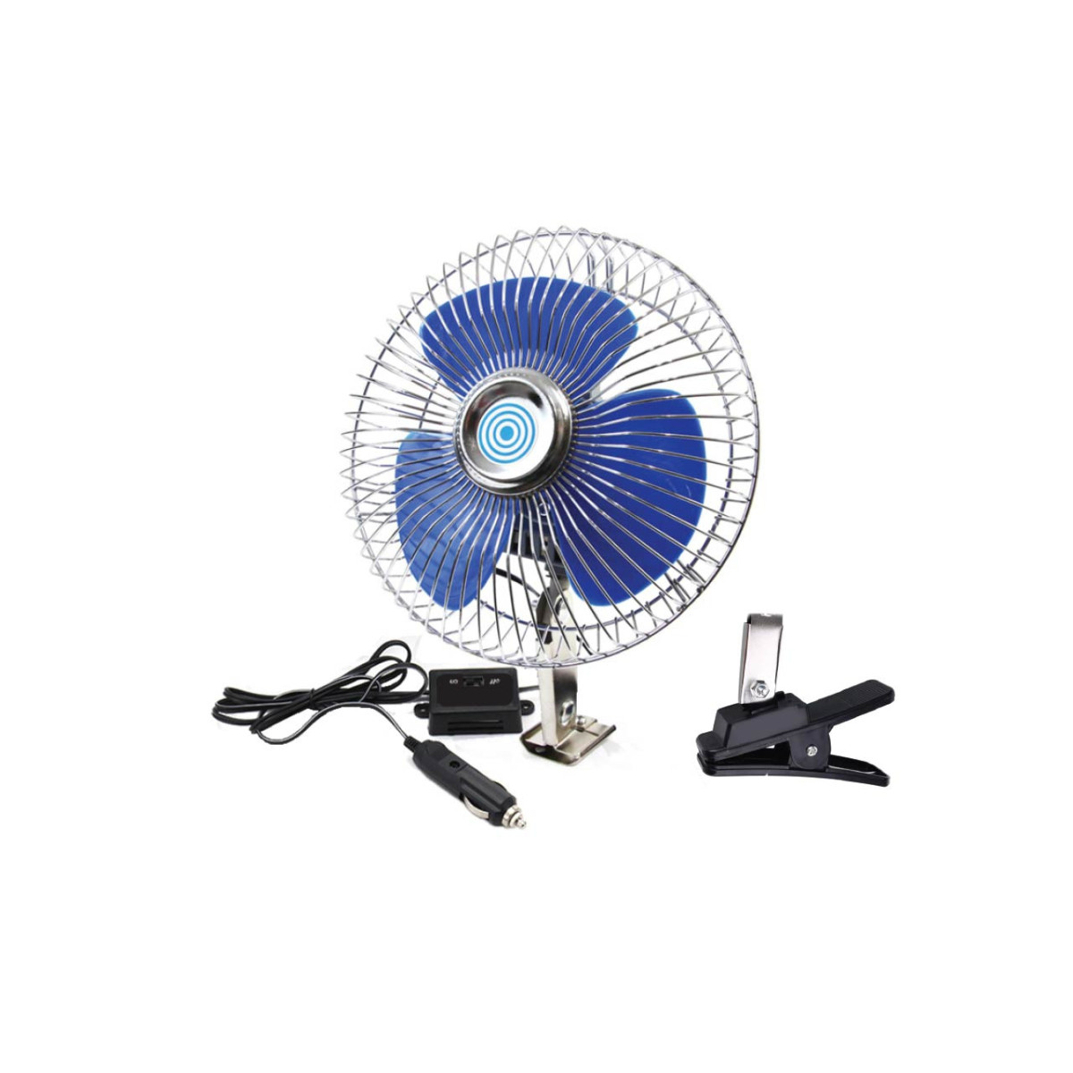 Ventilátor do auta kovový so štipcom 15cm 24V