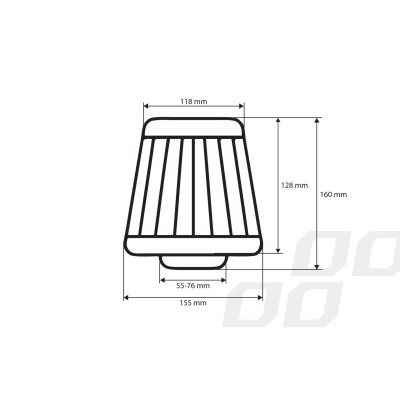 Športový vzduchový filter + 3 adaptéry (black)